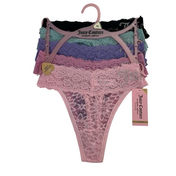 Juicy Couture Other - Juicy Couture Women’s Panties Sz XL Pkg/5 Lace Thongs No Panty Lines MSRP $38